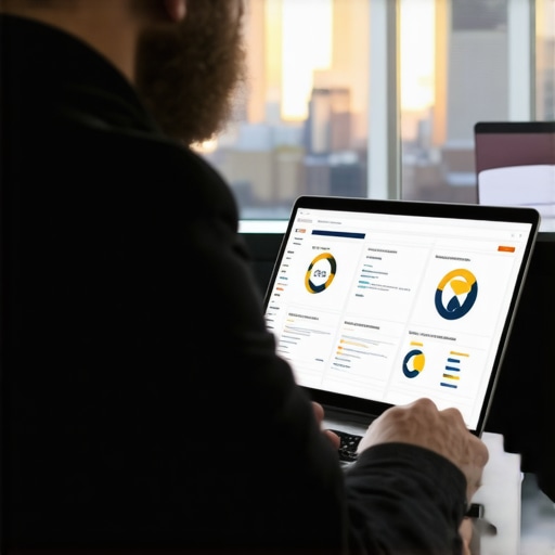 SEO specialist analyzing local SEO data with Detroit cityscape in background.