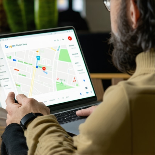 Local Detroit business owner working on Google Maps profile with laptop and smartphone.