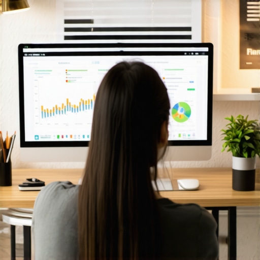 Local SEO Monitoring Dashboard Person reviewing local SEO analytics on a computer