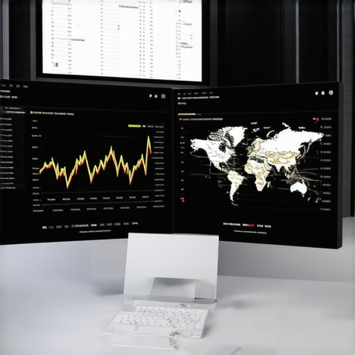 Digital marketing workspace with SEO tools Screens showing SEO dashboards and analytics in a marketer's workspace