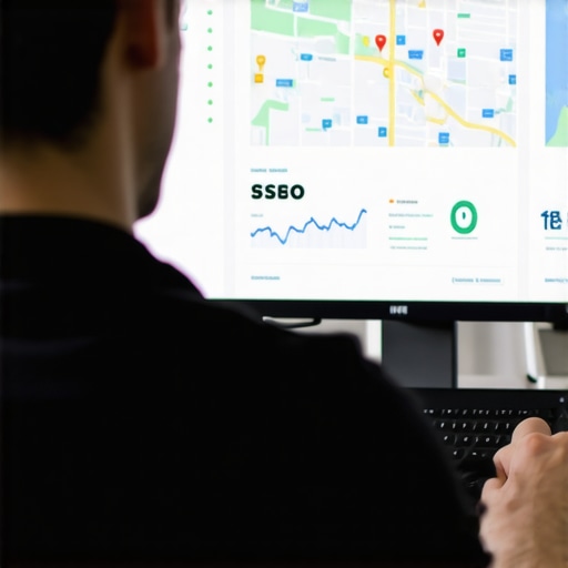 Analyzing Local SEO Data in Michigan A professional reviewing maps visibility analytics for Michigan businesses on a computer