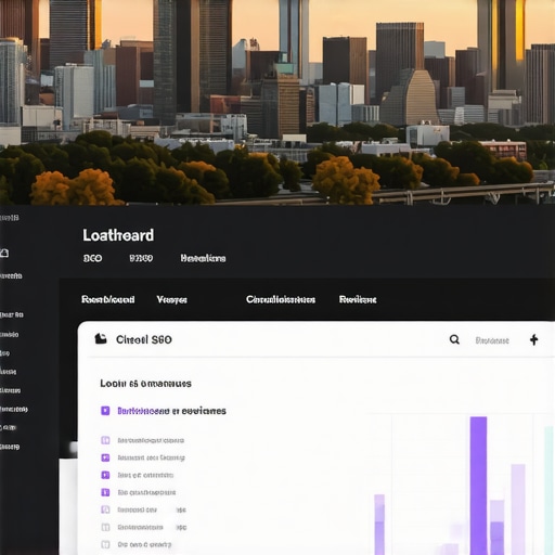 Screenshot of a local SEO analytics dashboard with Detroit landmarks