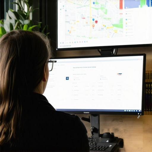 Detroit SEO expert monitoring local map visibility and analytics on dual monitors
