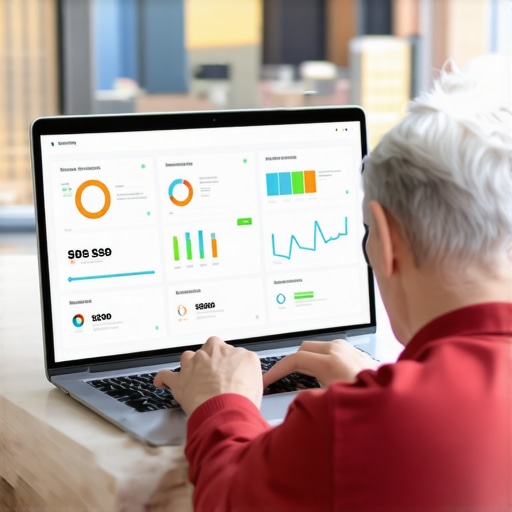 Person analyzing local SEO tools with Detroit city view