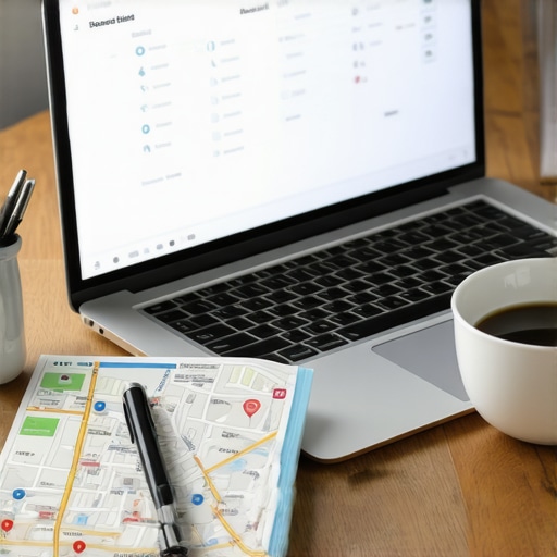 Laptop screen showing SEO analytics and Detroit map