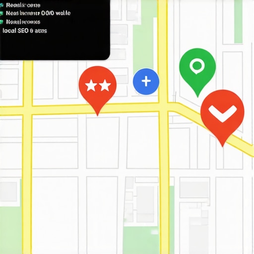 Illustration of a person editing a Google Business profile for a Detroit shop, with review, citation, and SEO icons around.