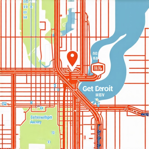 Map of Detroit highlighting local business signals and map optimization elements.