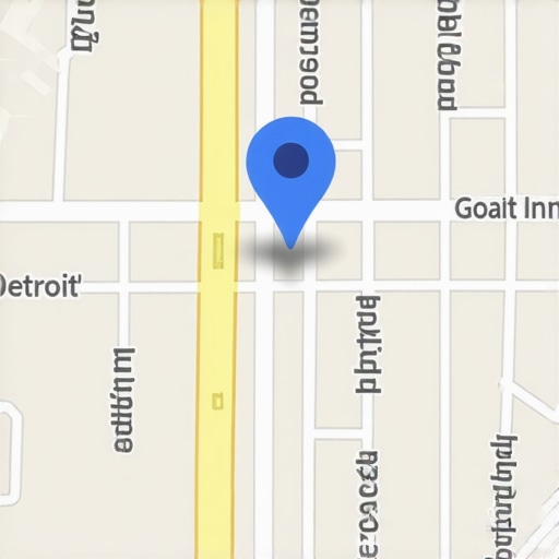 Screenshot demonstrating how to reposition a business pin on Google Maps in Detroit