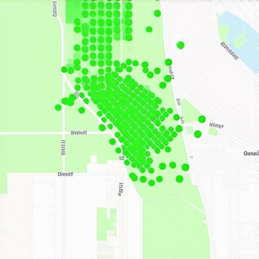 Visual representation of Google Maps ranking across Detroit neighborhoods using a rank tracking grid tool.