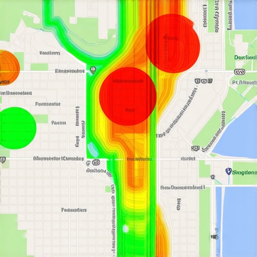 Heatmap showing Google Maps visibility for a Detroit law firm across different neighborhoods.