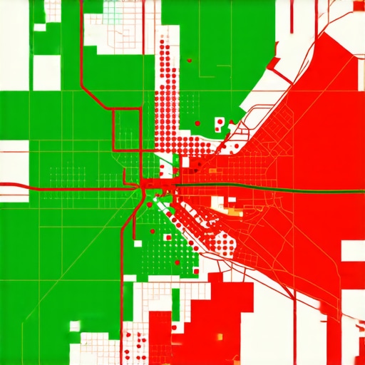 A map visualization showing how local search rankings for a Detroit business vary by neighborhood proximity.