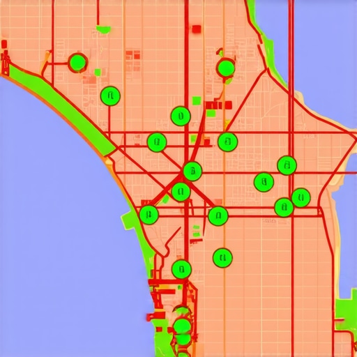 Detroit Local SEO Ranking Grid Analysis A map of Detroit showing local SEO ranking performance across different neighborhoods using a grid tracking tool.