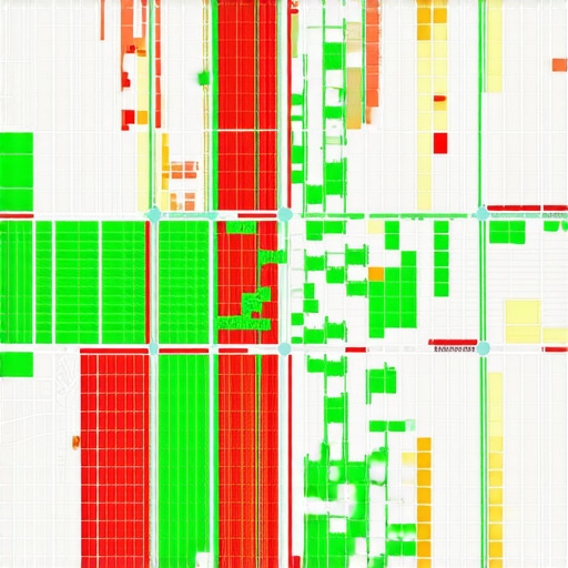 A rank tracking heatmap showing Google Maps visibility across different Detroit neighborhoods.