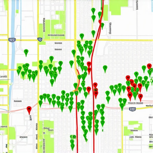 A visual representation of how Detroit SEO visibility changes across different city blocks.