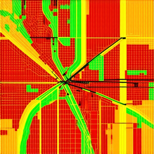 Detroit Local Search Heatmap Visualization A map of Detroit showing neighborhood-specific SEO visibility rankings using a color-coded grid.