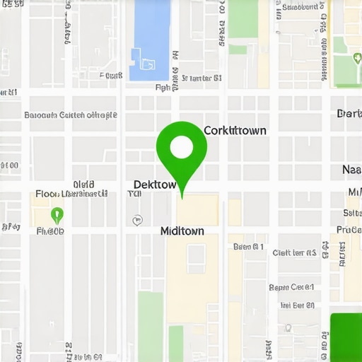 A map tracking Detroit business visibility across different neighborhood blocks using an SEO audit tool.
