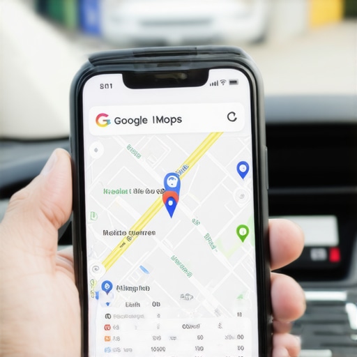 A smartphone showing local business results on a map in Detroit.