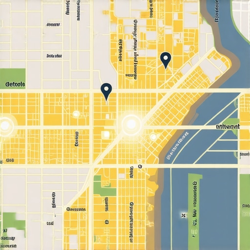 A heatmap showing local search rankings for a lawyer in Detroit neighborhoods.