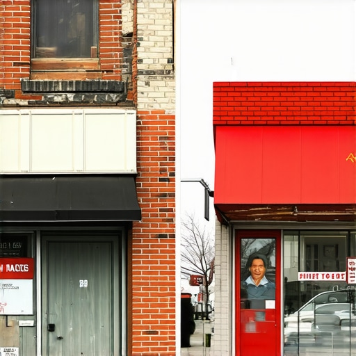 Comparison of local Detroit business photos versus national franchise imagery for maps visibility.