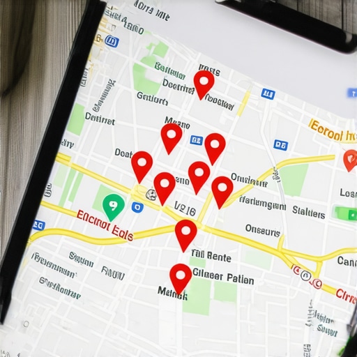 Optimizing Detroit Local Map Pins A tablet displaying Google Maps search results for local businesses in Detroit Michigan.