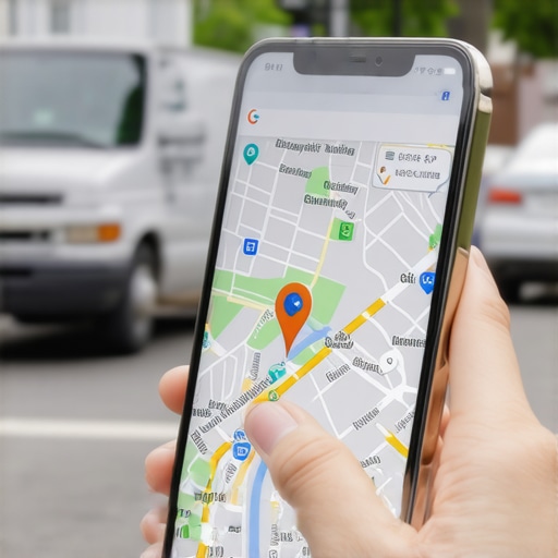 A smartphone showing a Google Maps pin for a local Detroit service area business.