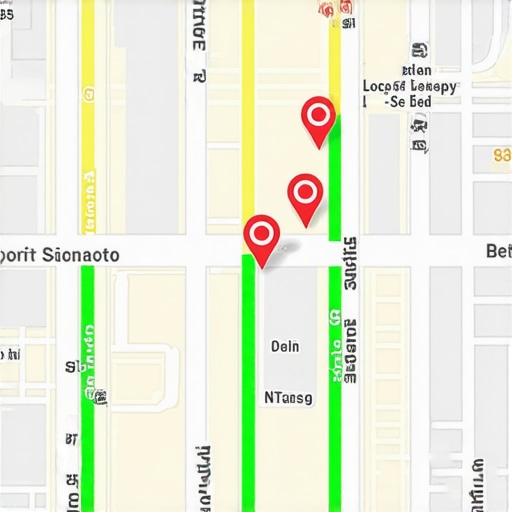 A conceptual map showing how local SEO rankings diminish as users move further from a business location.
