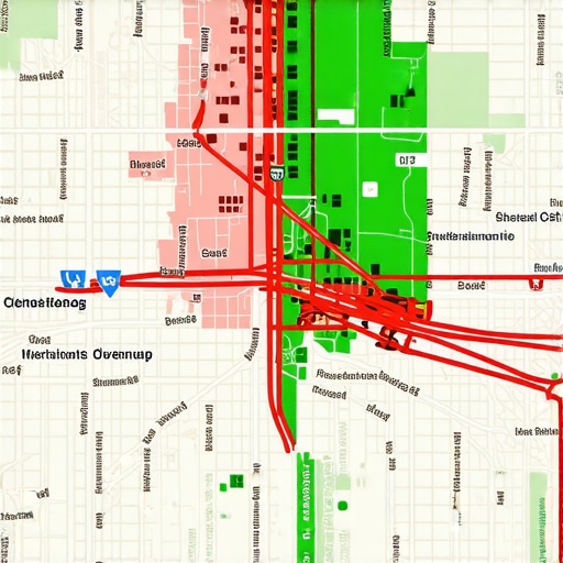 A local SEO heatmap showing ranking positions across Detroit neighborhoods.