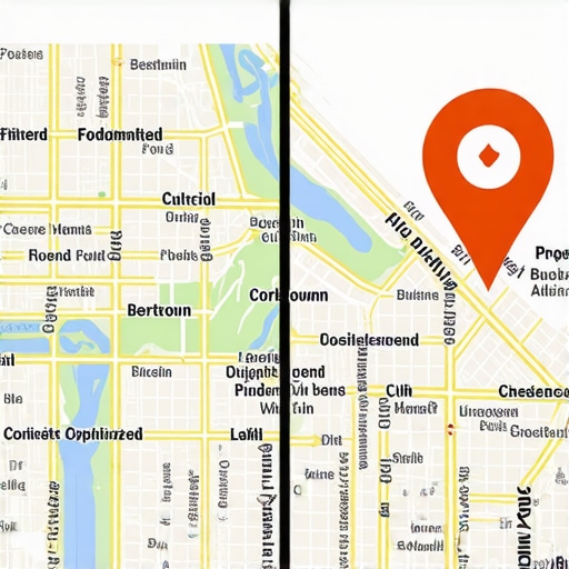 Visualizing the Google Maps Filtering Effect in Detroit A map showing how local SEO filtering affects business visibility in Detroit neighborhoods.